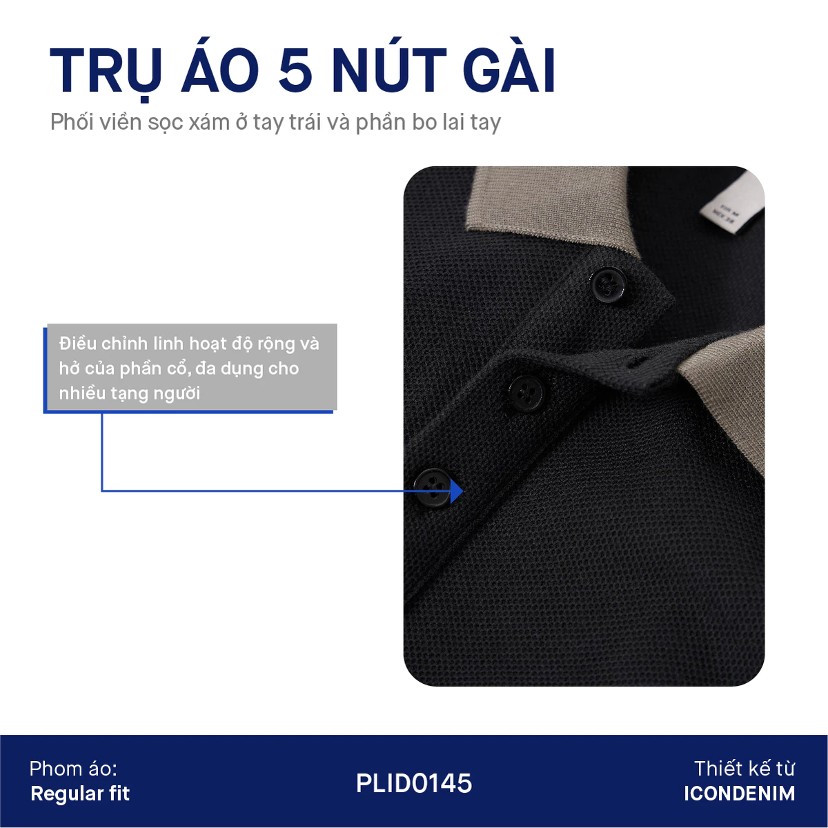 Áo Polo Nam ICONDENIM Phối Viền Tay Impressive Prospect Form Regular PLID0145