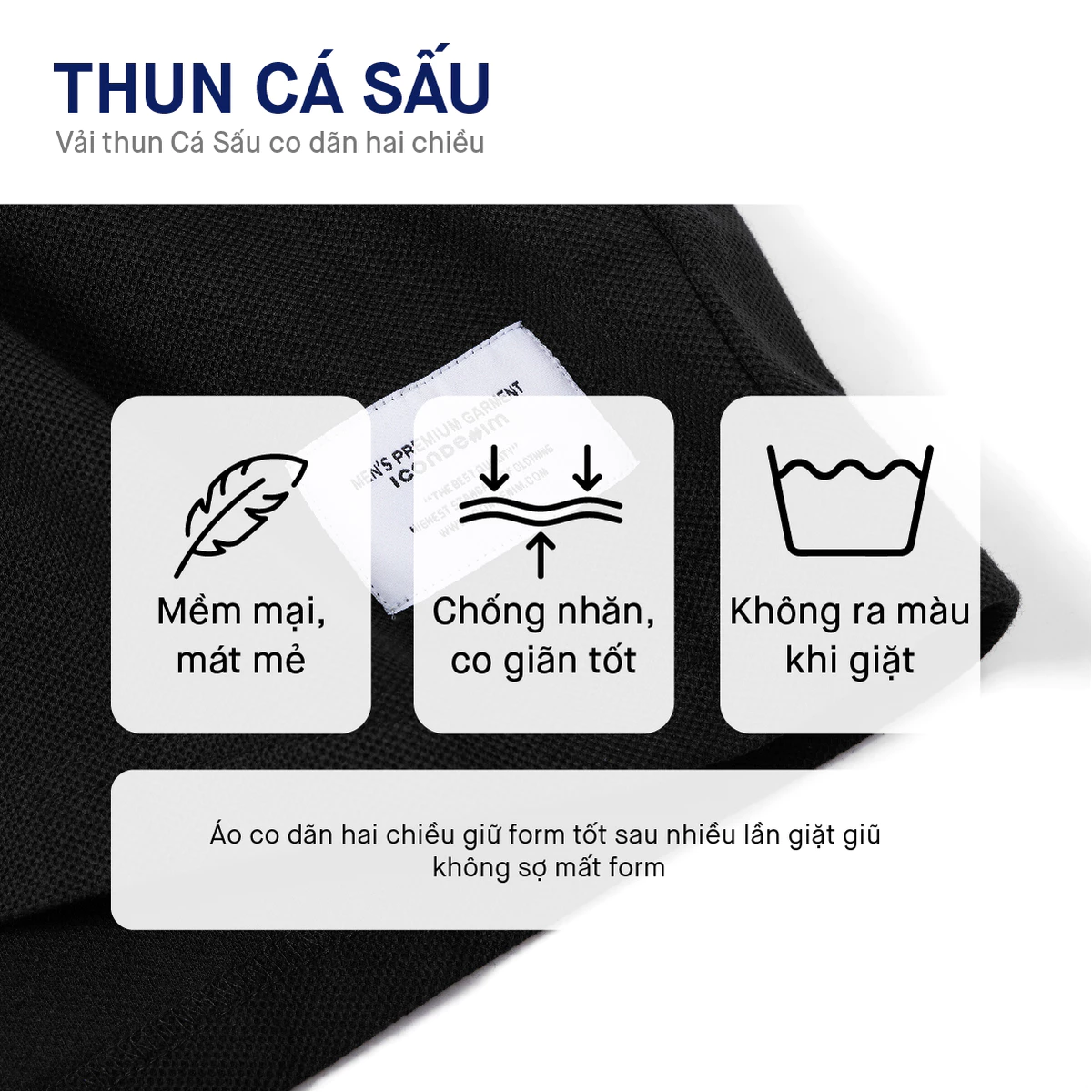 Áo Polo Nam ICONDENIM Phối Viền Tay Impressive Prospect Form Regular PLID0145