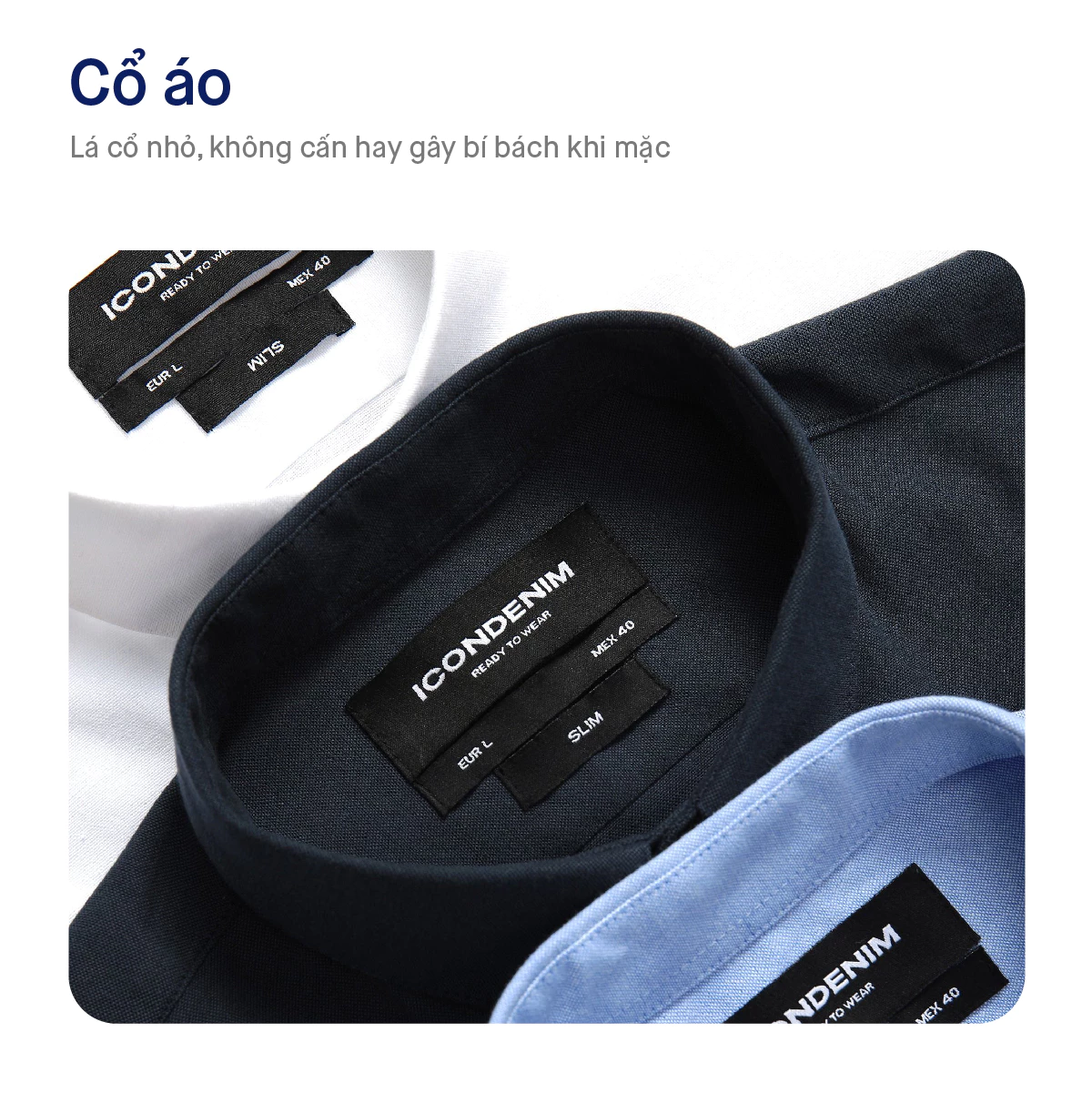 Áo Sơ Mi Oxford Nam Tay Dài ICONDENIM Blank Color Embroider Form Slim SMID0144