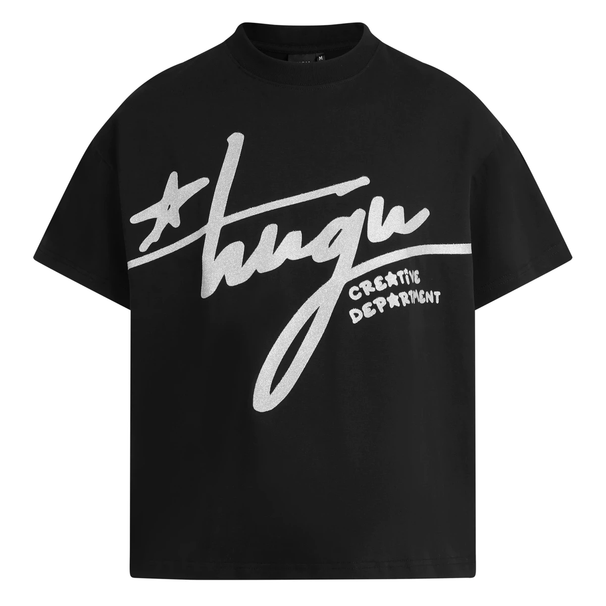 Áo thun boxy local brand HUGU - BLING STAR - cotton 2 chiều, phủ kim tuyến