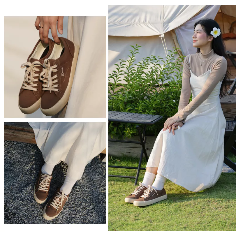 Giày Thể Thao Nam Nữ, Giày Sneaker Vải Canvas, Giày Thời Trang Dincox E18 Chocolate - Giày Nâu