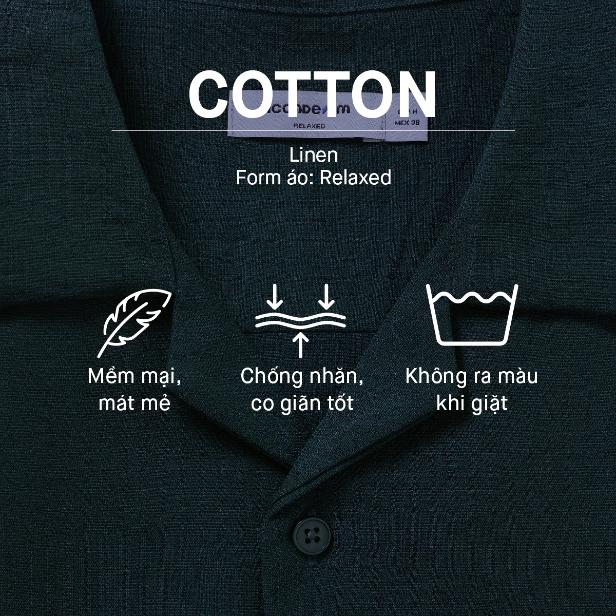 Áo Sơ Mi Linen Nam ICONDENIM Tay Ngắn Cuban CigarCraft Form Relaxed SMID0194