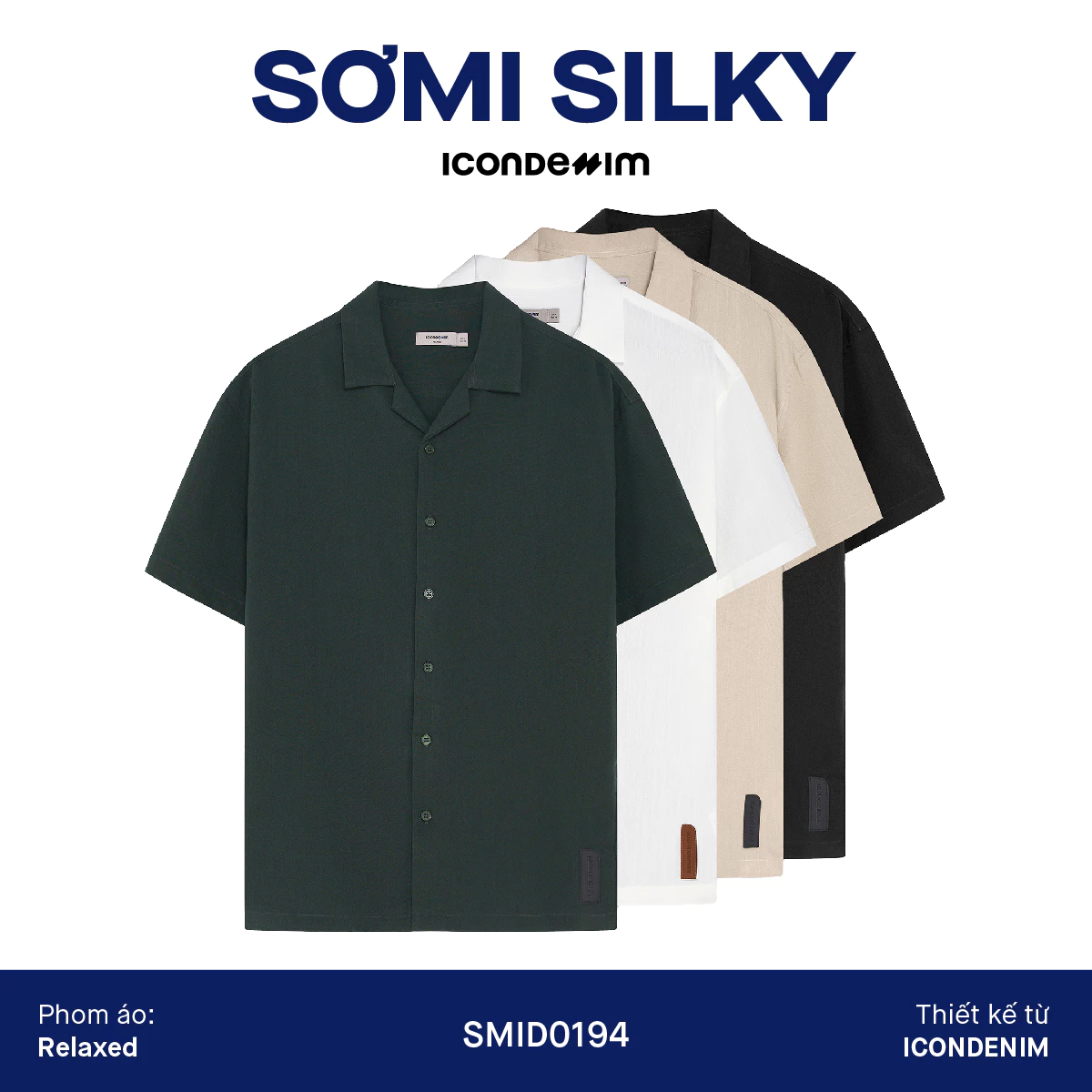 Áo Sơ Mi Linen Nam ICONDENIM Tay Ngắn Cuban CigarCraft Form Relaxed SMID0194