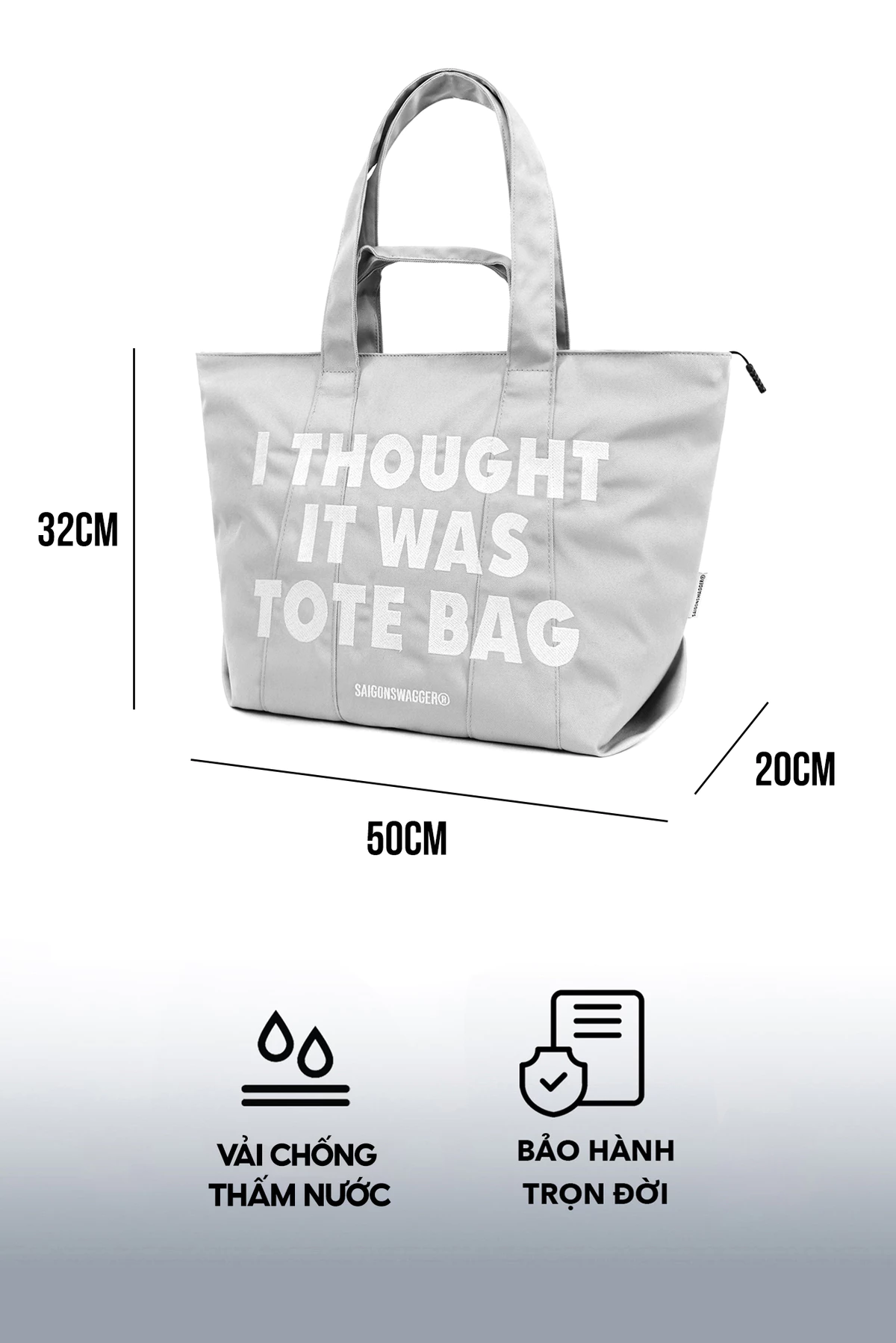 Túi Tote Nam Nữ SAIGONSWAGGER® THOUGHT TOTE BAG chống thấm trượt nước