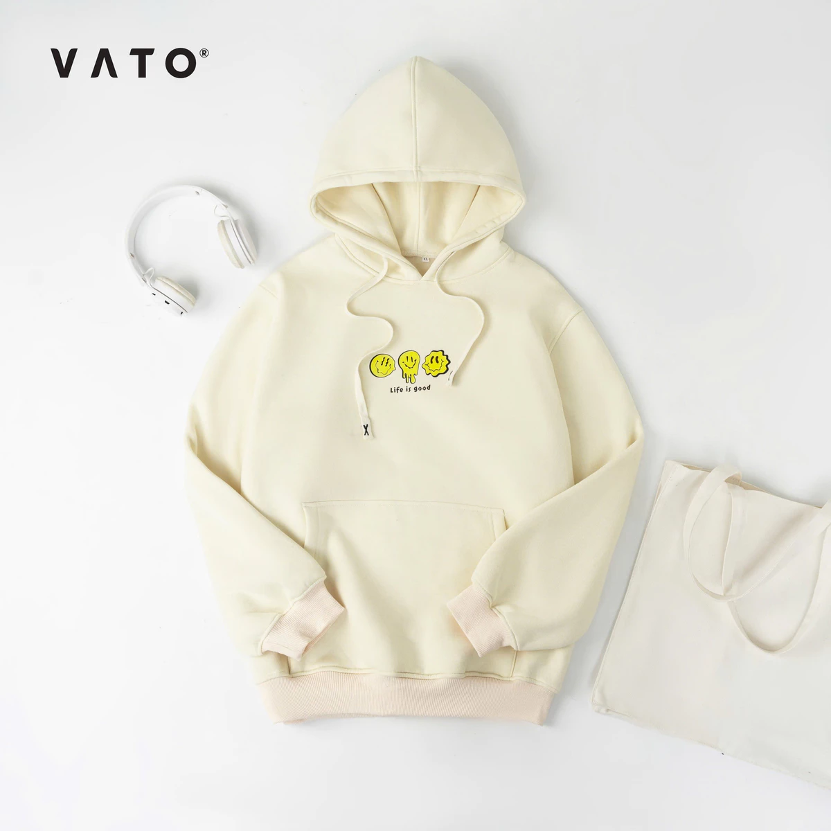 Áo Khoác Nỉ Hoodie Smile Form Rộng Nam Nữ Unisex_Áo Hoodie Mũ To Siêu Dày ấm 2024 - Hàng chính hãng Thời Trang Vato