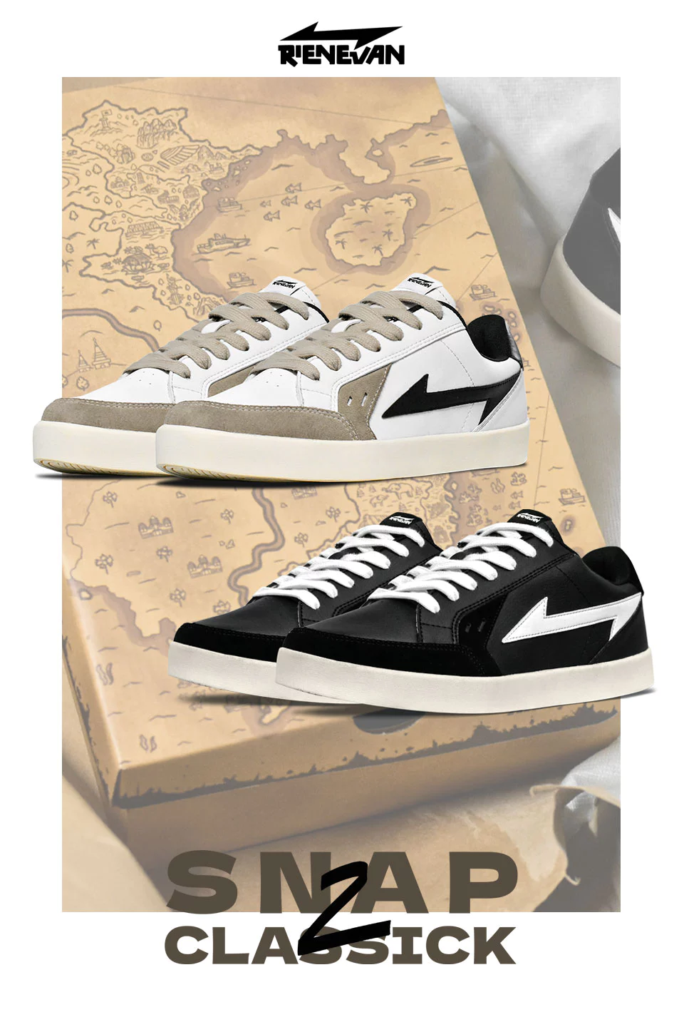 Giày thể thao sneaker nam nữ chính hãng RieNevan Snap Classick 2 cổ thấp