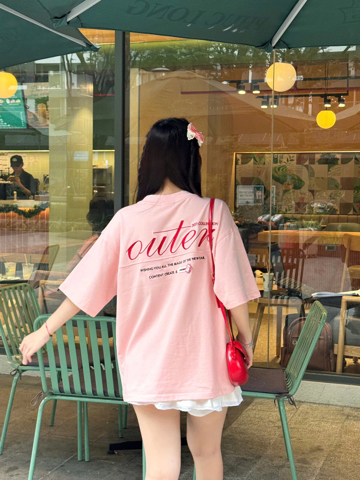 Áo Thun Thêu Outer Logo Basic Tee / Form Rộng Unisex Nam Nữ 100% Cotton