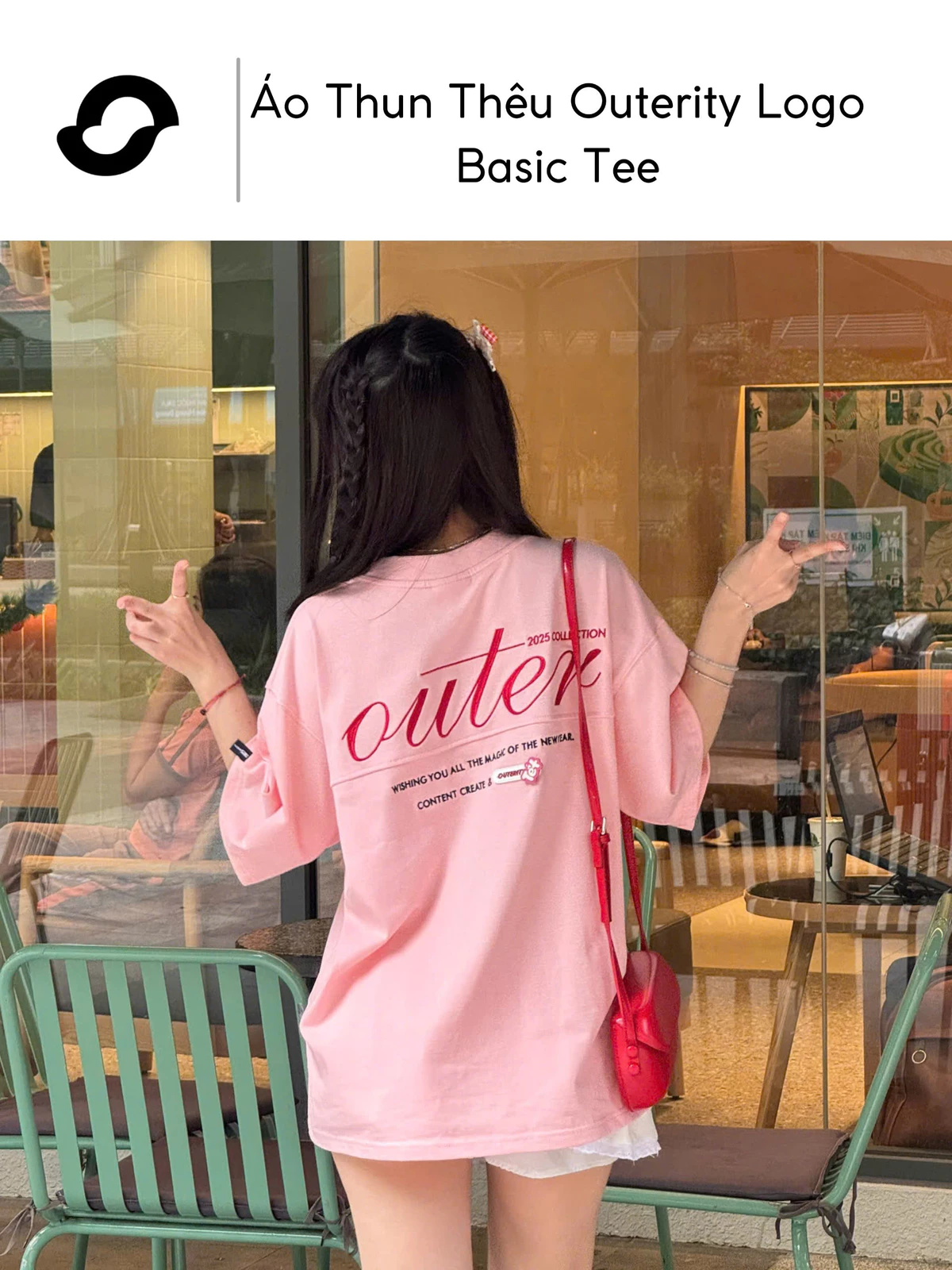 Áo Thun Thêu Outer Logo Basic Tee / Form Rộng Unisex Nam Nữ 100% Cotton