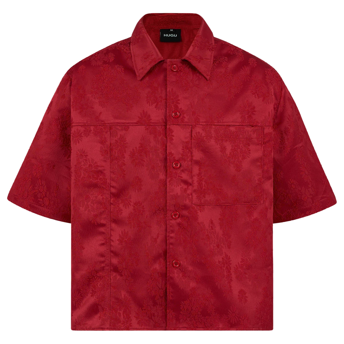 Áo sơ mi dáng boxy local brand HUGU - LUCKY SHIRT - chất liệu vải gấm, đính tag kim loại, túi hộp
