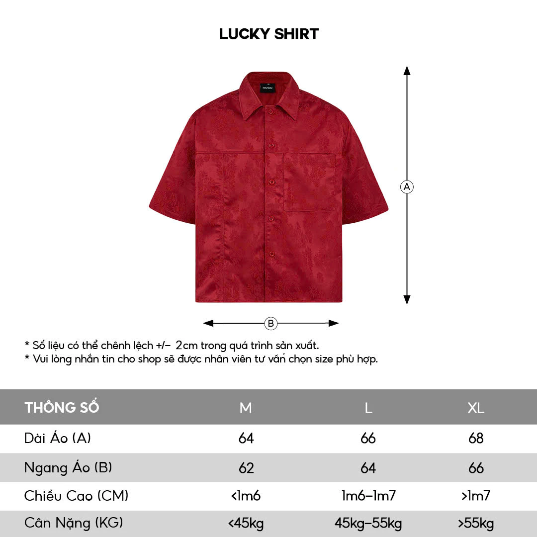 Áo sơ mi dáng boxy local brand HUGU - LUCKY SHIRT - chất liệu vải gấm, đính tag kim loại, túi hộp