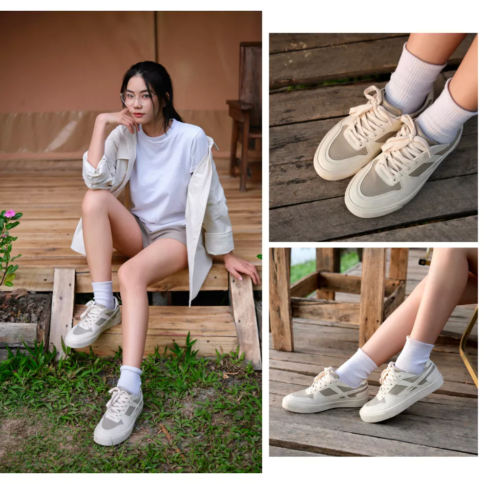 Giày Da Sneaker Nam Nữ DC39 LATTE LOVE DINCOX Shoes Đế Bằng - Microfiber Leather