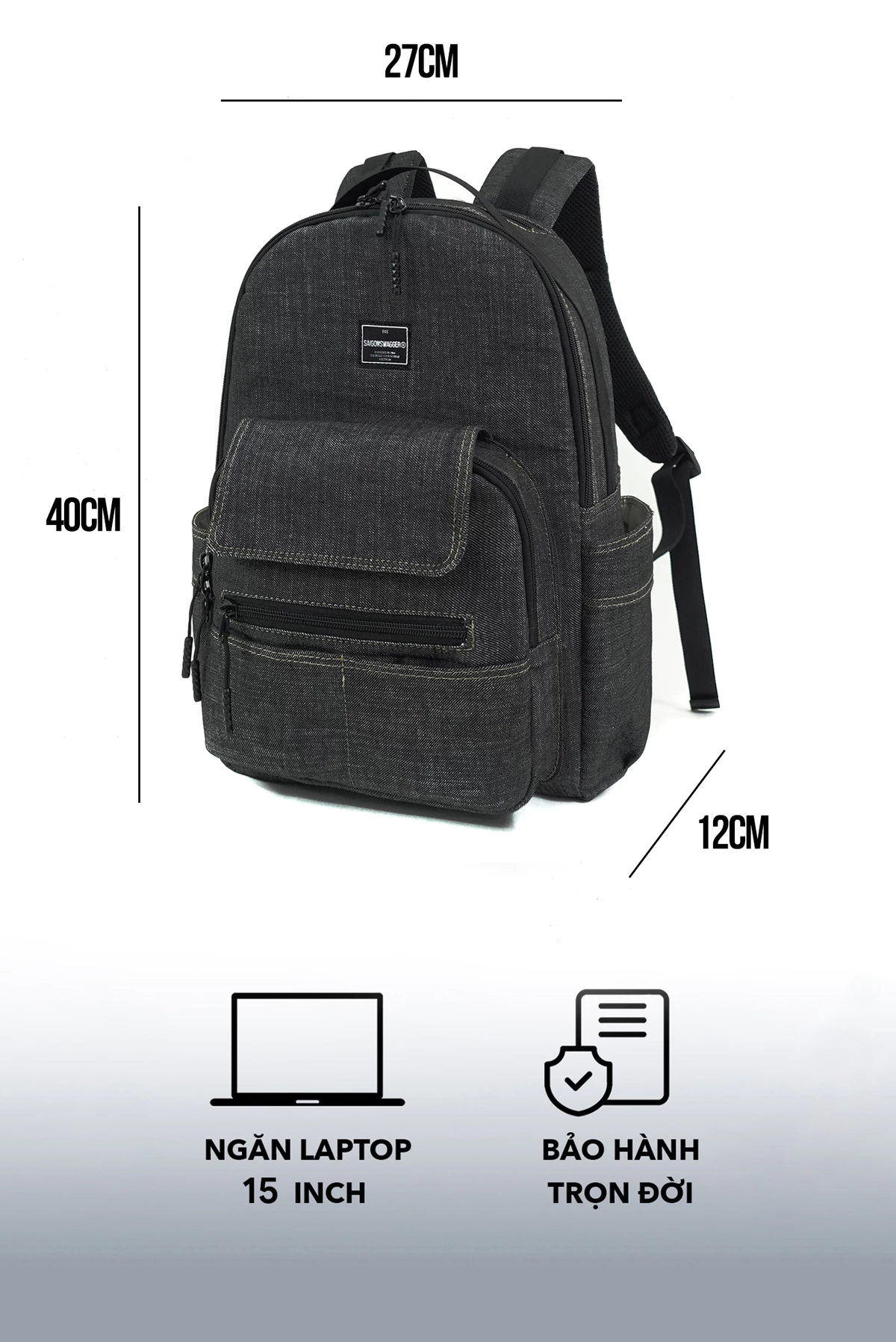 Balo Basic Đơn Giản Denim SAIGONSWAGGER® Jeans Ready Backpack Chất Liệu Denim Cao Cấp