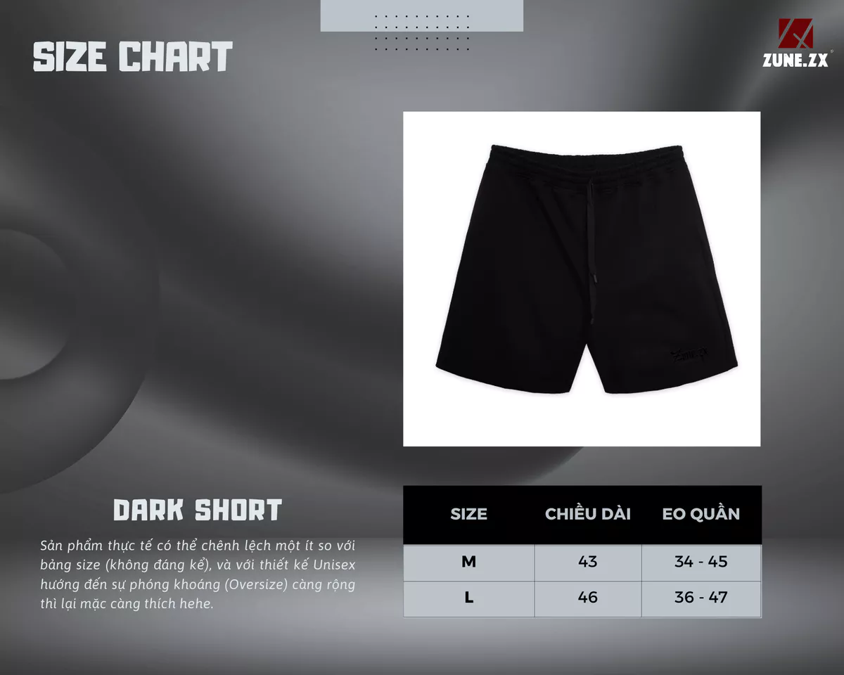 Quần đen trơn DARK SHORT - ZUNEZX