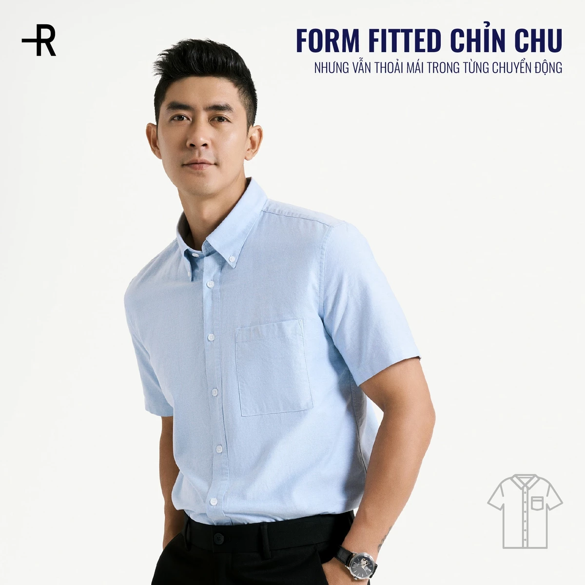 Áo Sơ Mi Nam Tay Ngắn Oxford Form Fitted - Routine 10S25SHS002