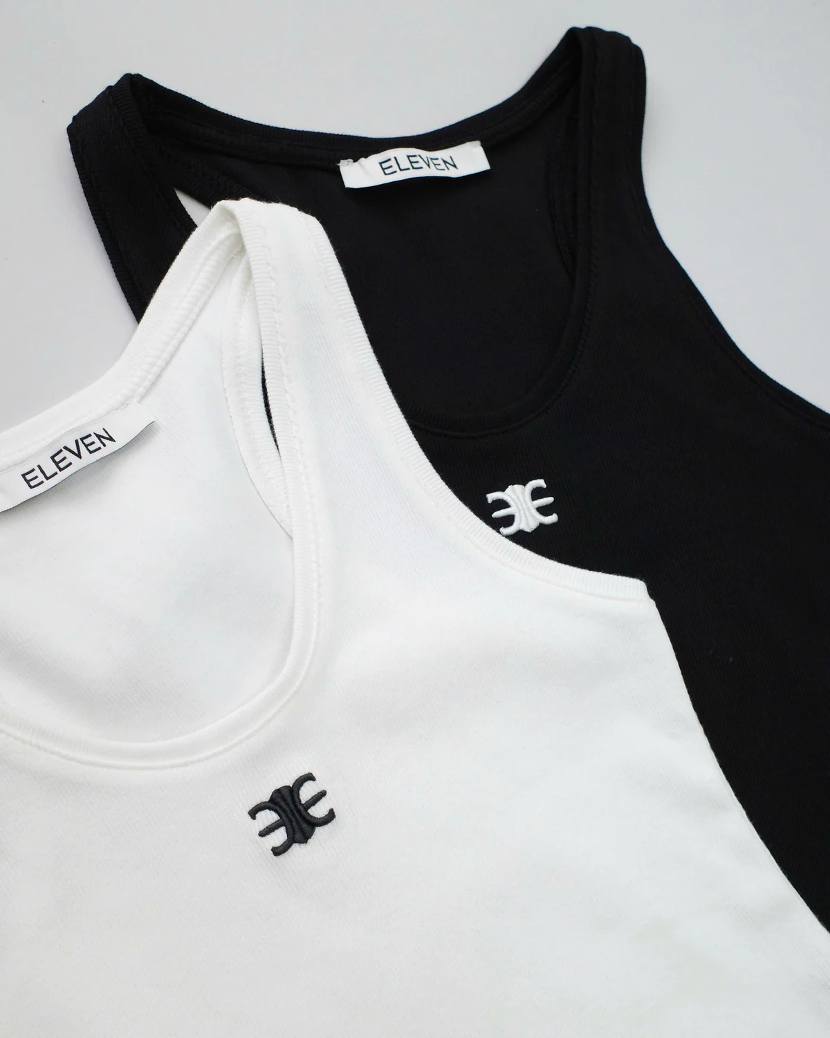Eleven - Áo Tank Top Vải Thun Gân Thêu Mono | Màu Trắng