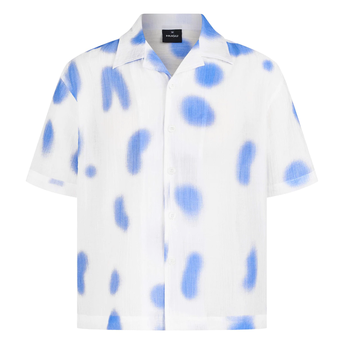 Áo sơ mi boxy local brand HUGU - SPOTTED SHIRT - sơ mi ngắn tay dáng boxy, chất liệu vải đũi xước, wash màu đốm