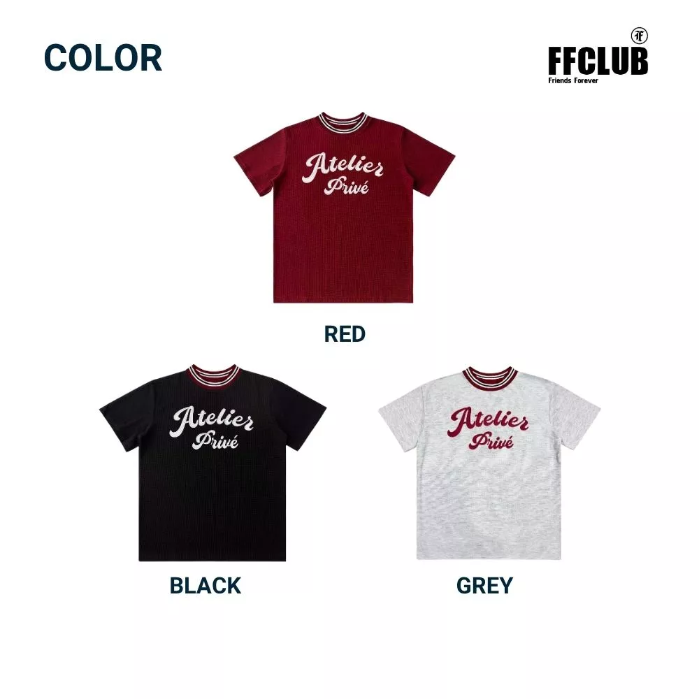 FFCLUB - ÁO THUN FORM RỘNG WAFFLE LOGO THÊU PRIVE MIX