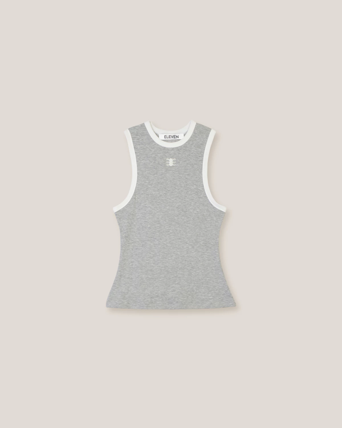 Eleven - Áo Tank Top Viền Tương Phản Thêu Mono | Màu Xám