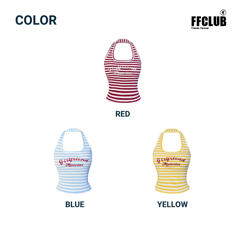 TANKTOP NECKED MÙA HÈ LOGO THÊU GIRL FRIEND SỌC FFCLUB MIX