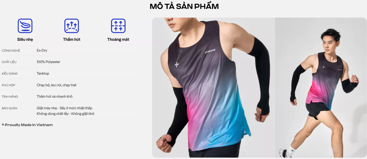 Áo ba lỗ nam Singlet chạy bộ AirRush Gradient áo thể thao running thoáng khí thấm hút tốt Coolmate