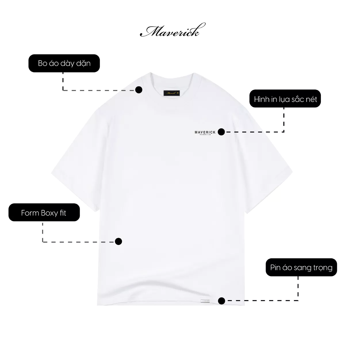 Áo thun MVRK Founders'Club V.2 Unisex Form Boxy 250 GSM 100% Cotton Style Basic