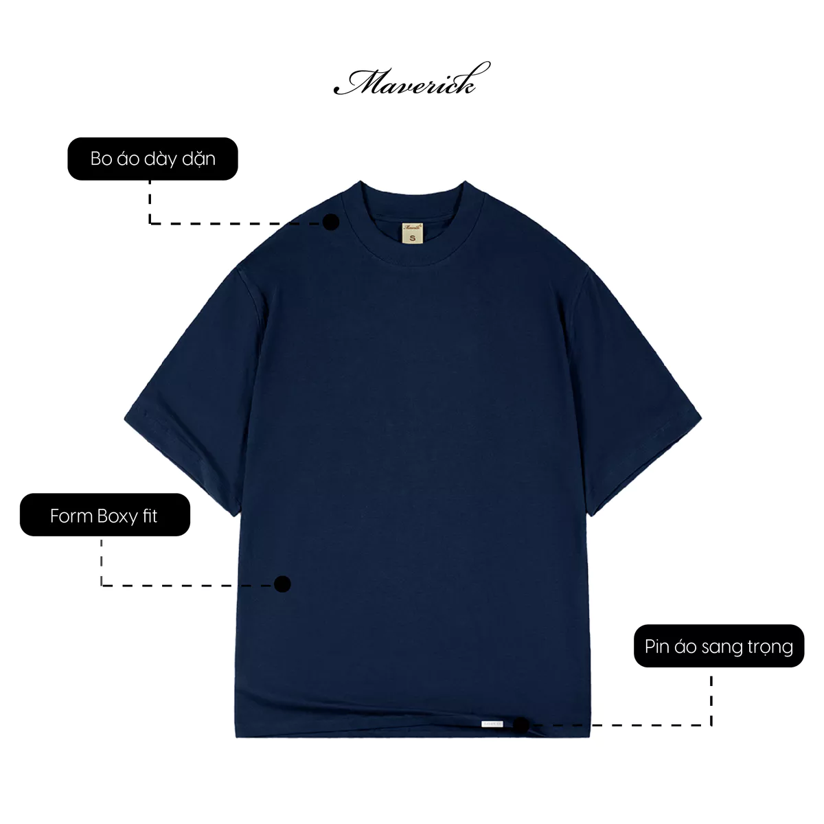 Áo thun MVRK Initial Unisex Form Boxy 250 GSM 100% Cotton Style Basic