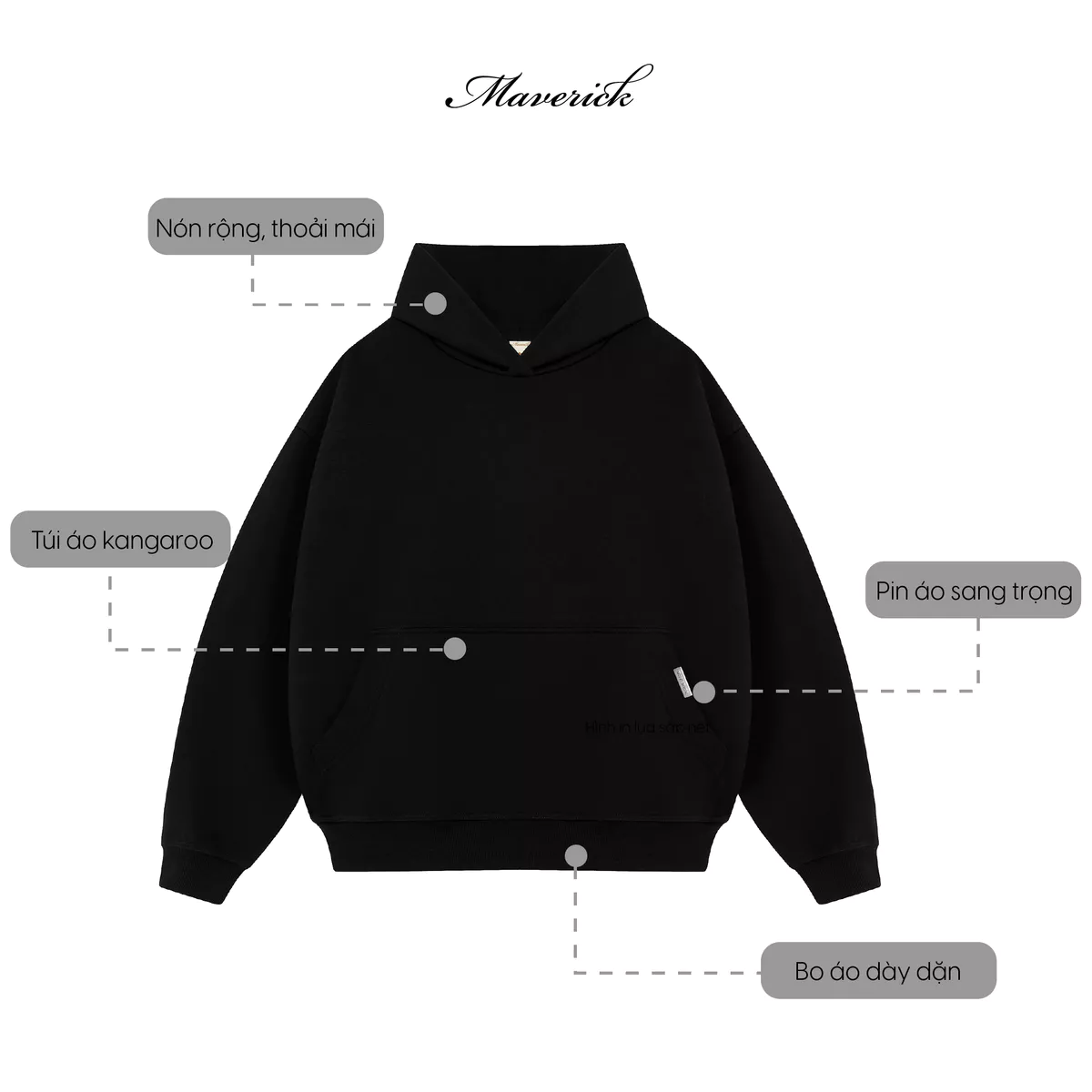 Áo Hoodie MVRK Initial Unisex Boxy 440GSM Chất Nỉ Chân Cua Dày Dặn Thấm Hút Chống Nắng Tốt