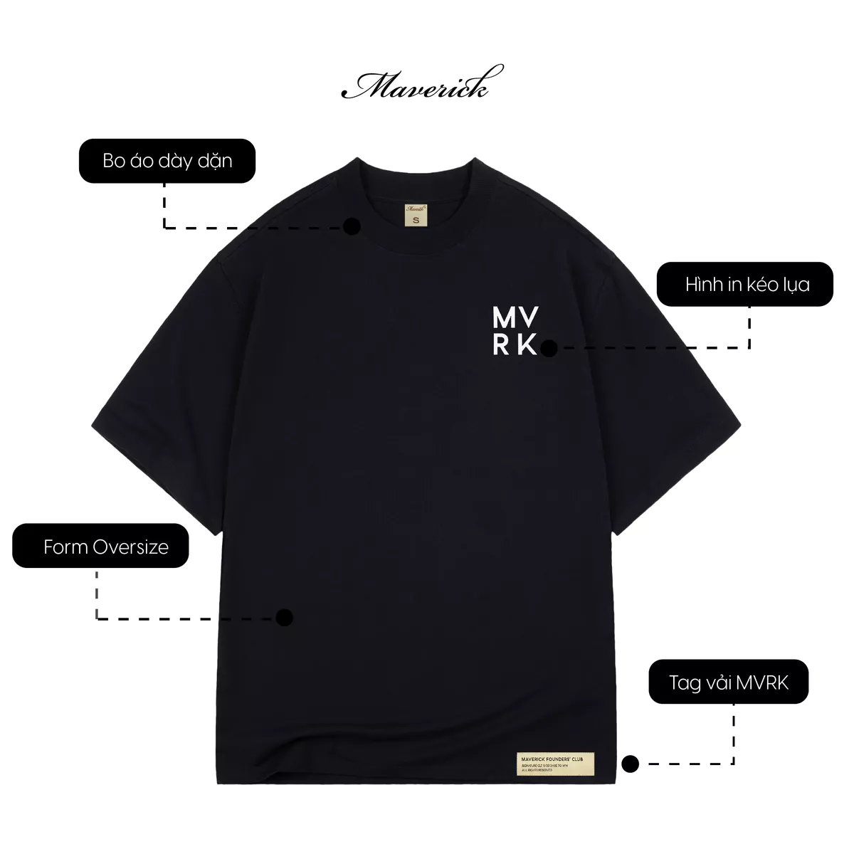 Áo thun MVRK Design Cube Edition Unisex Oversized Form - Black 250 GSM 100% Cotton Style Basic