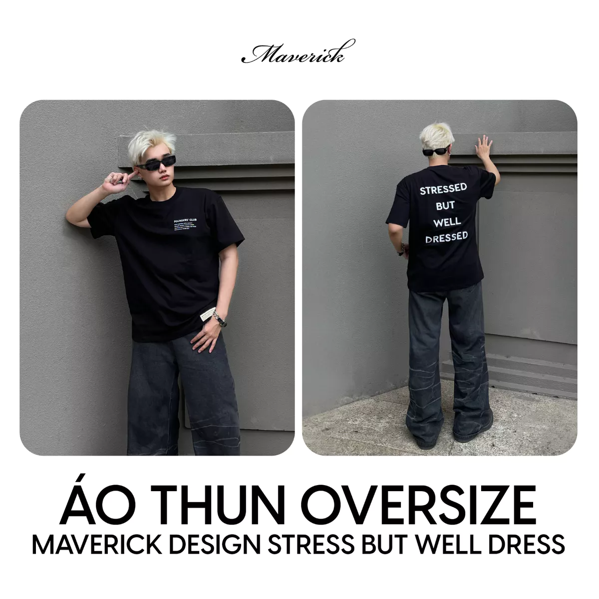Áo thun MVRK Design Stress But Well Dress Unisex Oversized 250 GSM 100% Cotton Style Basic