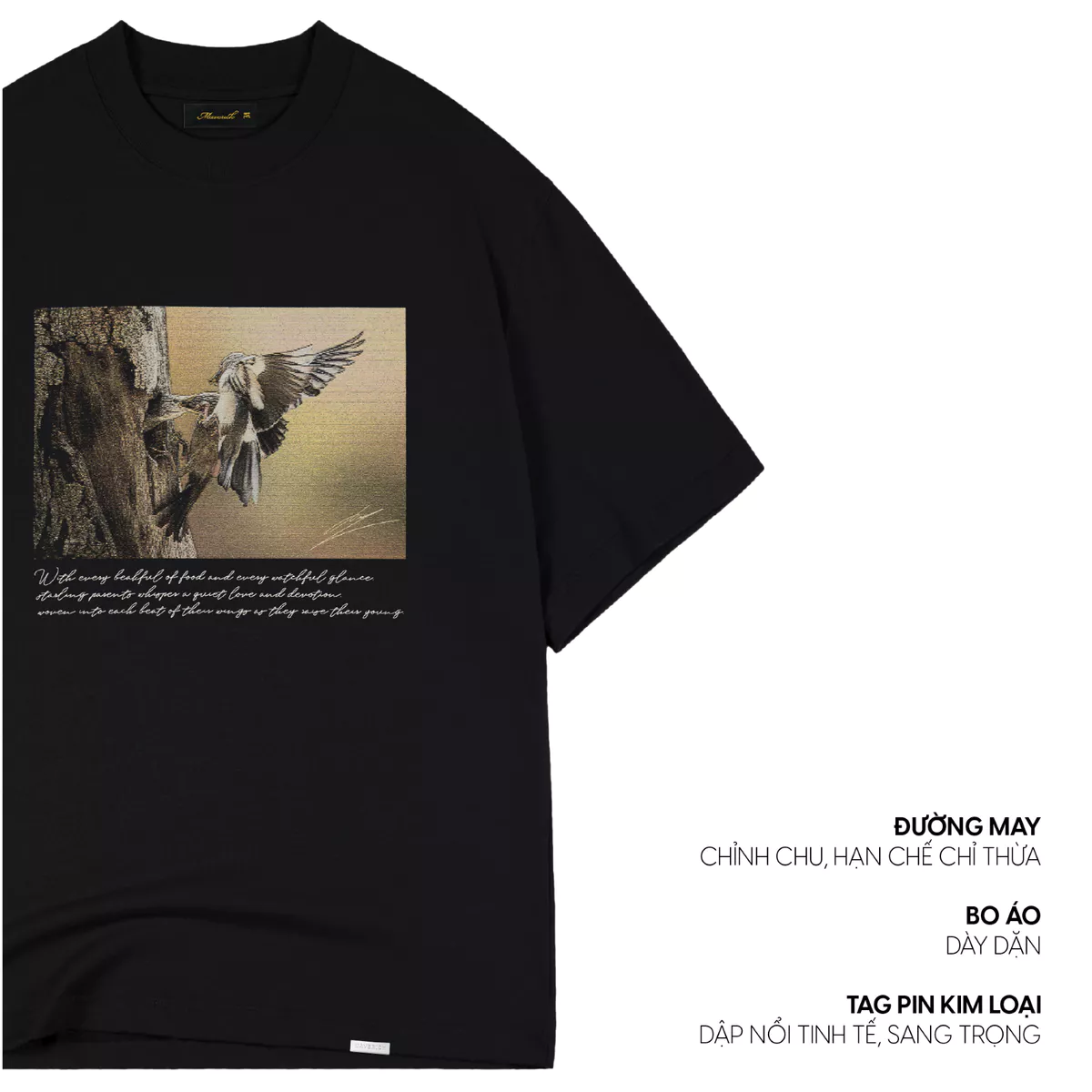 Áo thun MVRK Wings Of Wild Unisex Form Boxy 250 GSM 100% Cotton Style Basic