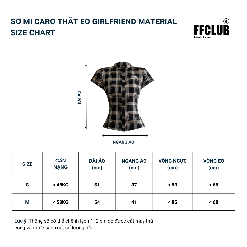 Áo sơ mi Caro chiết eo ôm tôn dáng đằng sau Thêu GIRL FRIEND FFCLUB