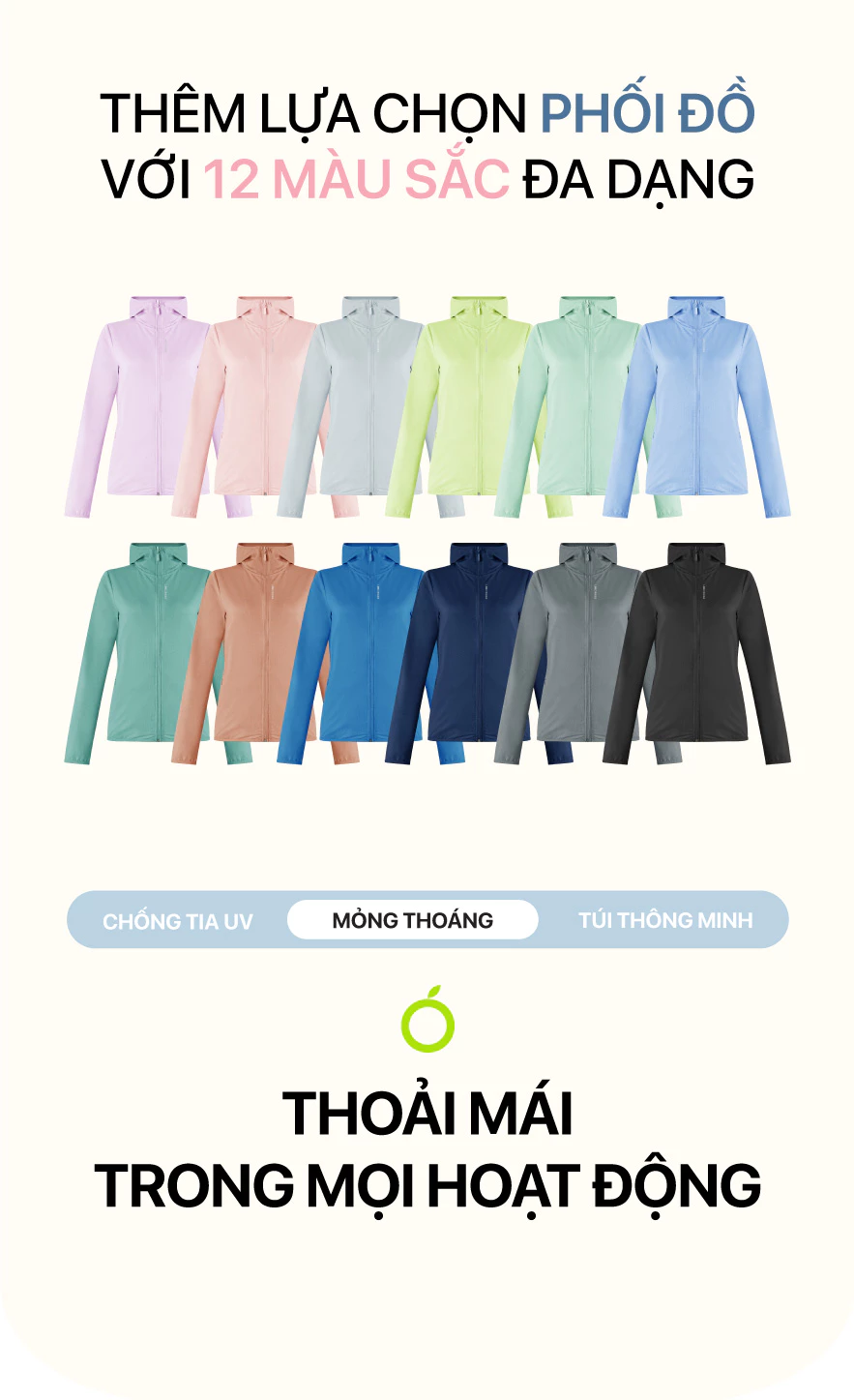 Áo Khoác Nữ Chống Nắng Vải Sợi Dệt Mỏng Nhẹ, Co Giãn Tốt Air Hoodie 6 - Lime Orange - OO25477101