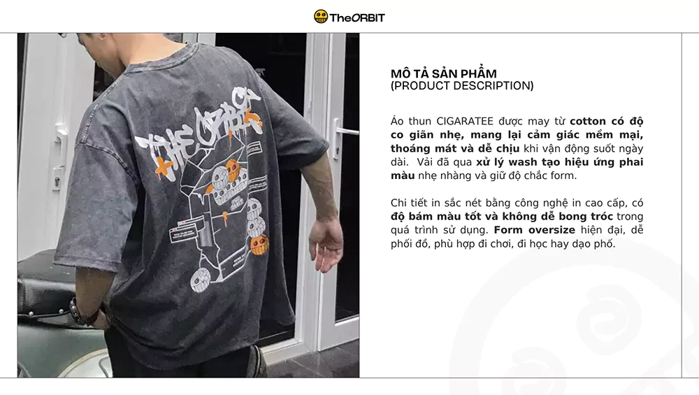 Áo thun nam nữ CIGARATEE Wash cotton co giãn The ORBIT