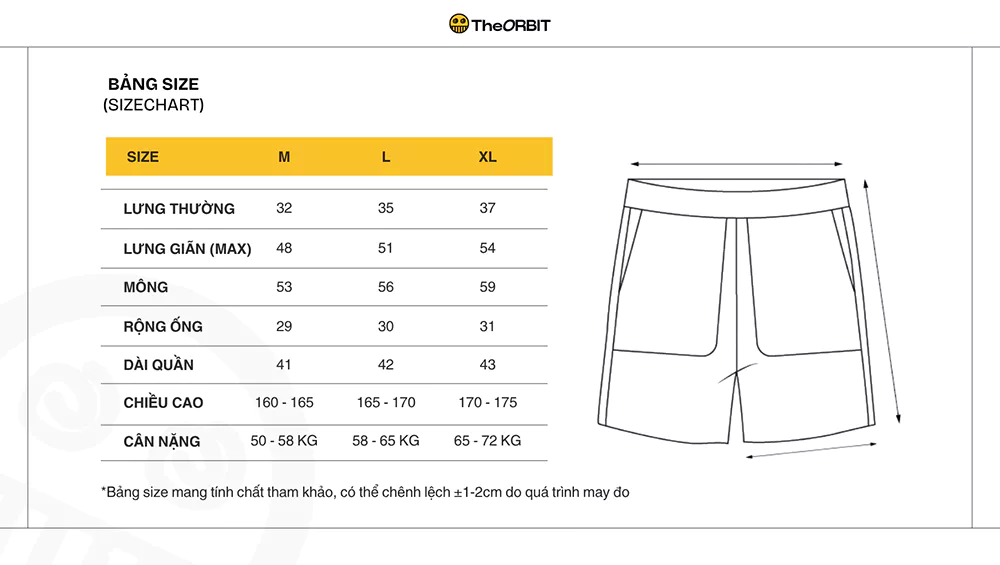 Quần Short Nam Nữ The ORBIT - WASHED EDGE SHORT - Local Brand Chính Hãng