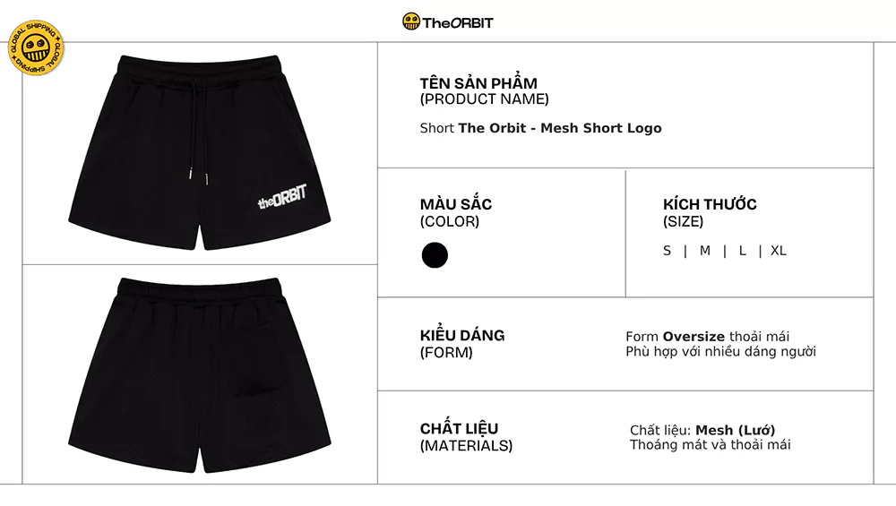 Quần short nam nữ Mesh Short Logo ORBIT  Chất Cotton Co Giãn - Local Brand Chính Hãng