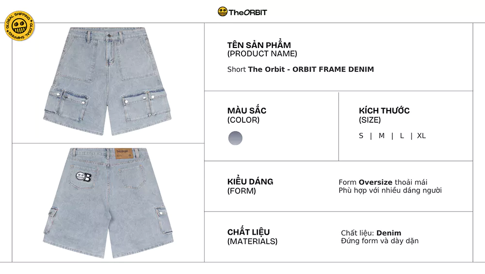 Quần Short Nam Nữ The ORBIT - ORBIT FRAME DENIM SHORT - Local Brand Chính Hãng