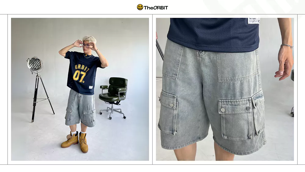 Quần Short Nam Nữ The ORBIT - ORBIT FRAME DENIM SHORT - Local Brand Chính Hãng