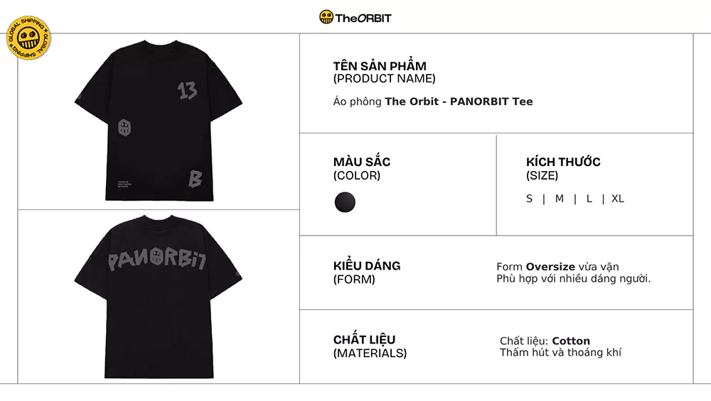 Áo thun nam nữ The ORBIT PANORBIT Tee T-Shirt Cotton oversize form rộng cổ tròn