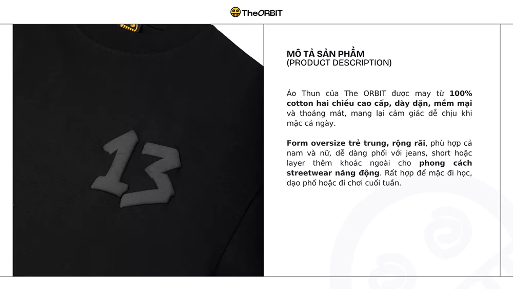 Áo thun nam nữ The ORBIT PANORBIT Tee T-Shirt Cotton oversize form rộng cổ tròn