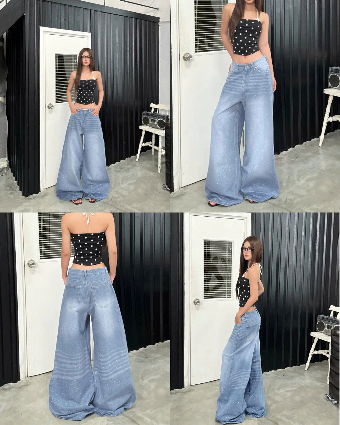 Quần jean đính đá lấp lánh 2 mặt YIYI - 𝐊𝐈𝐋𝐋 𝐒𝐘𝐒𝐓𝐄𝐌