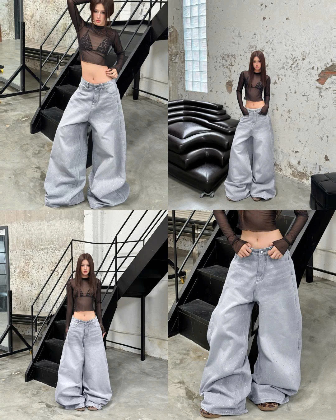 Quần jean đính đá lấp lánh 2 mặt YIYI - 𝐊𝐈𝐋𝐋 𝐒𝐘𝐒𝐓𝐄𝐌
