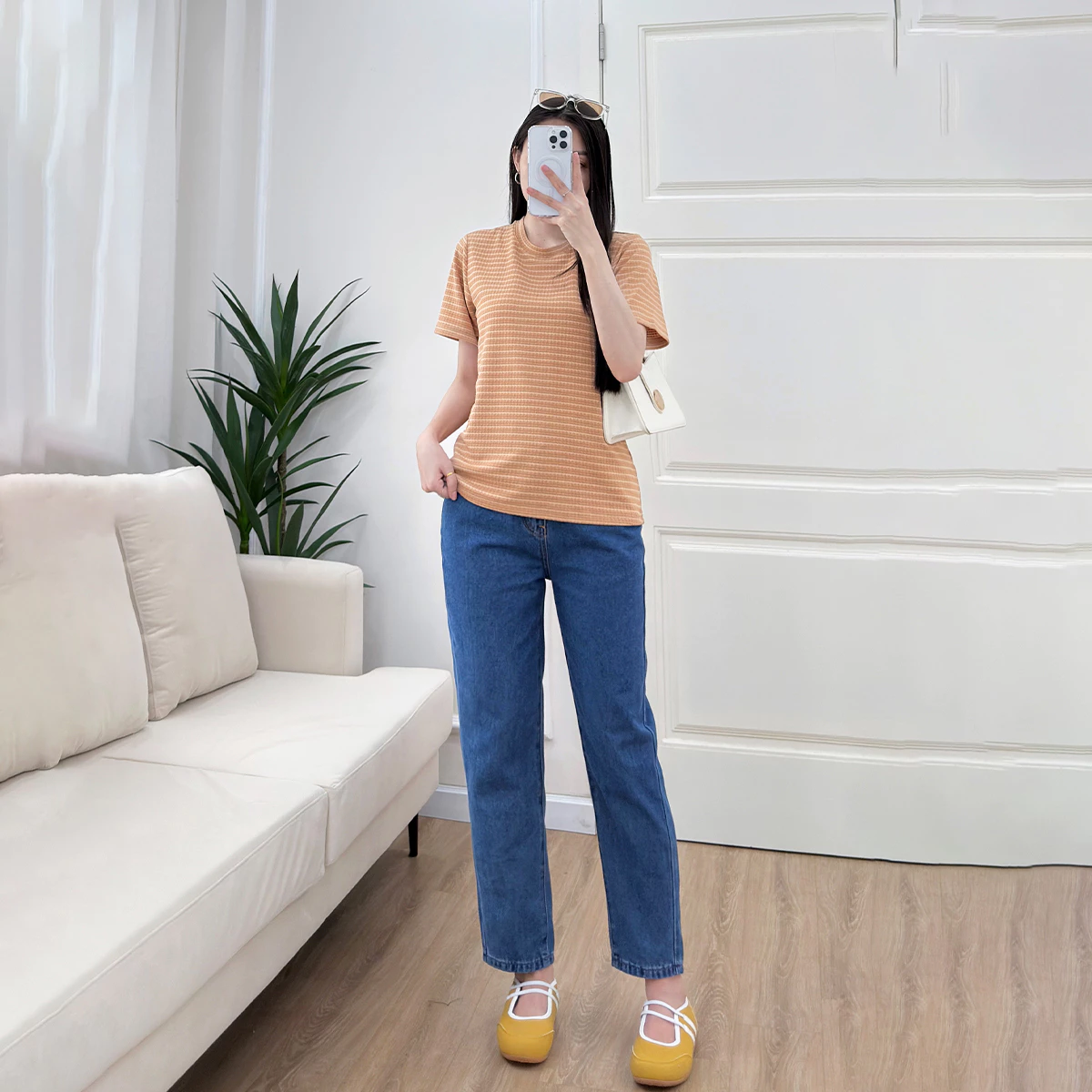 Quần jeans baggy nữ Gmorning - GUMAC dài 89cm tôn dáng chất liệu demim mềm mịn thoáng mát đứng form thoải mái YQJF07044