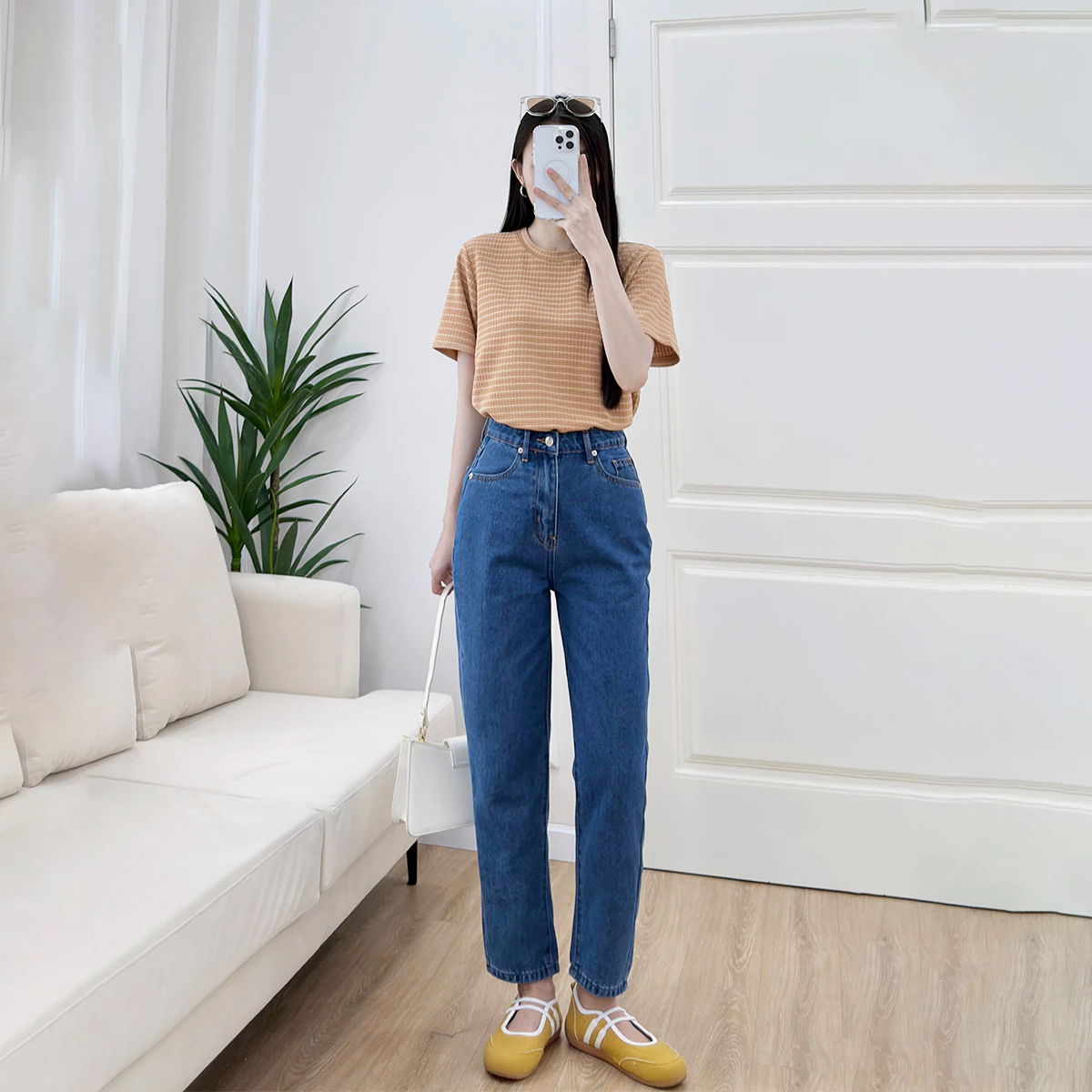 Quần jeans baggy nữ Gmorning - GUMAC dài 89cm tôn dáng chất liệu demim mềm mịn thoáng mát đứng form thoải mái YQJF07044