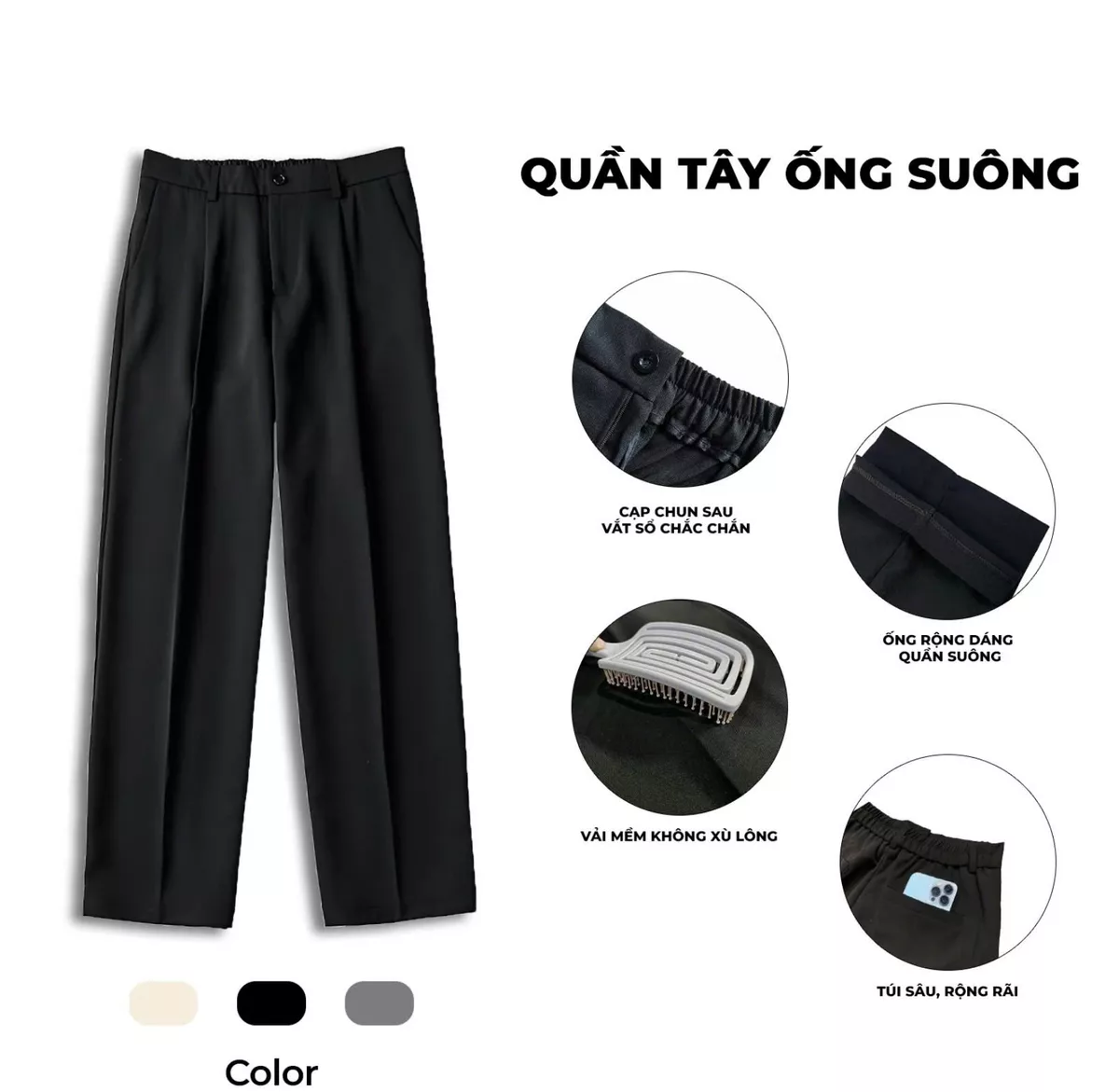Quần Âu Ống Rộng Nam ZUTEE Quần Tây Nam Ống Rộng Phong Cách Năng Động, Hàn Quốc