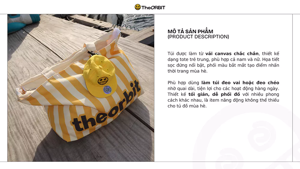 Túi Tote Canvas Kẻ Sọc The ORBIT - Túi ORBIT STRIPED - Túi Đeo Chéo Nam và Nữ