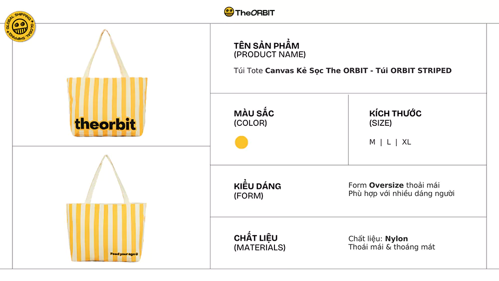 Túi Tote Canvas Kẻ Sọc The ORBIT - Túi ORBIT STRIPED - Túi Đeo Chéo Nam và Nữ