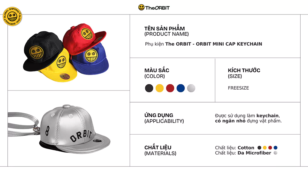 Phụ kiện The ORBIT - Mini CapKeychain 08 Silver Da -  Phụ kiện móc khoá, nón đeo chéo, đựng đồ