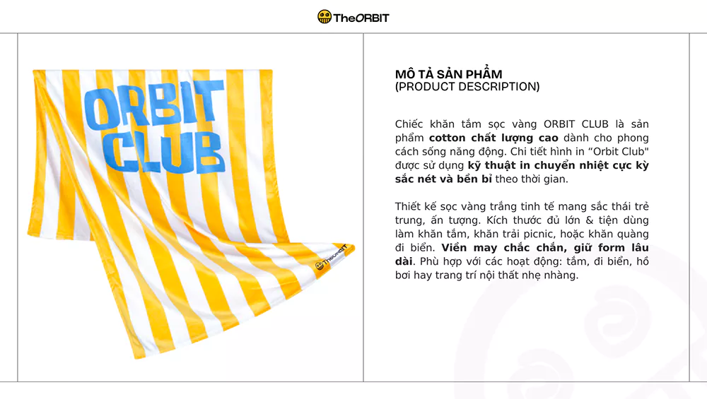 Khăn Tắm Sọc Vàng ORBIT CLUB – Local Brand Chính Hãng