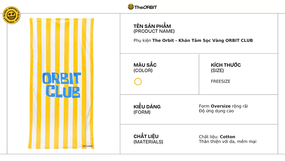 Khăn Tắm Sọc Vàng ORBIT CLUB – Local Brand Chính Hãng