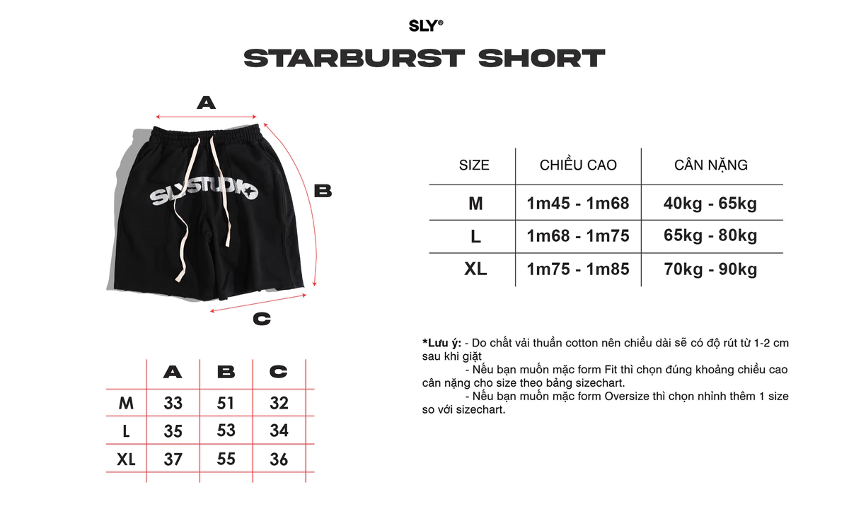 Quần Short Nỉ Chân Cua SLY Starburst màu xám tiêu